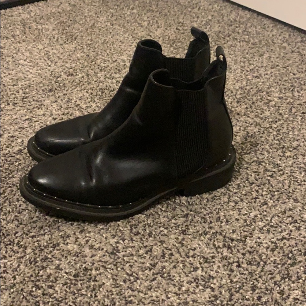 Black Leather Studded Booties